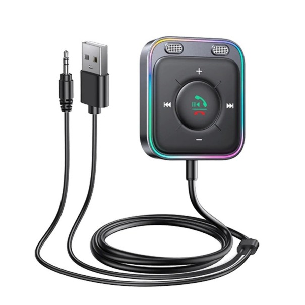 Adaptador Bluetooth 5.4 para coche con micrófonos duales Cancelación de ruido AUX receptor inalámbrico Kit manos libres con control de música Plug-and-Play 1