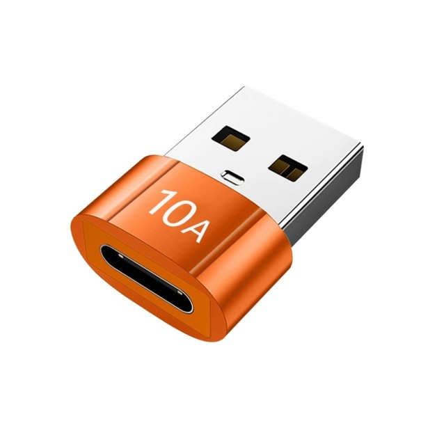 Adaptador convertidor de metal USB C a USB 10A para carga rápida y transmisión de audio naranja