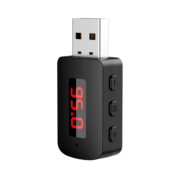 Adaptador de carro Bluetooth 5.4 FM transmissor e receptor USB chamadas em modo mãos-livres adaptador de áudio sem fios mini pausa reprodução recepção 1