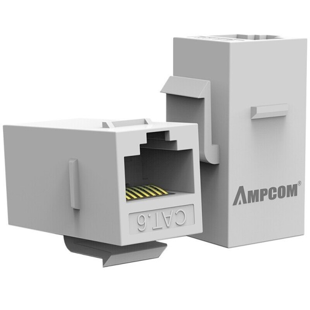 Adaptador de ligação CAT 6 RJ45 F/F 2 unidades branco