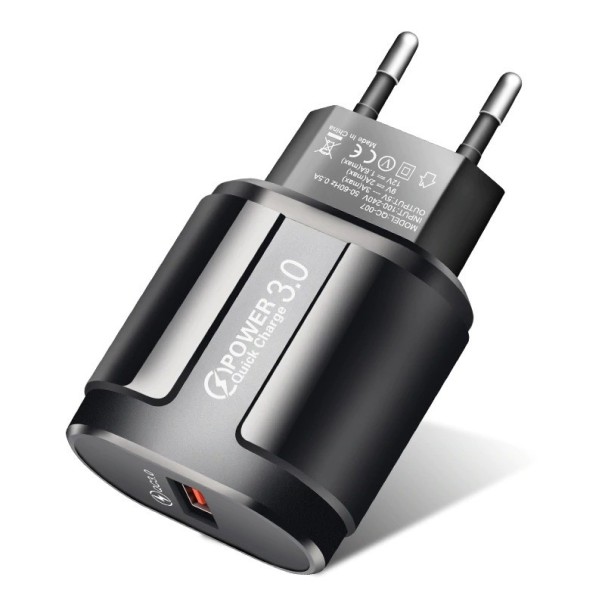 Adaptador de rede USB Quick Charge K688 preto
