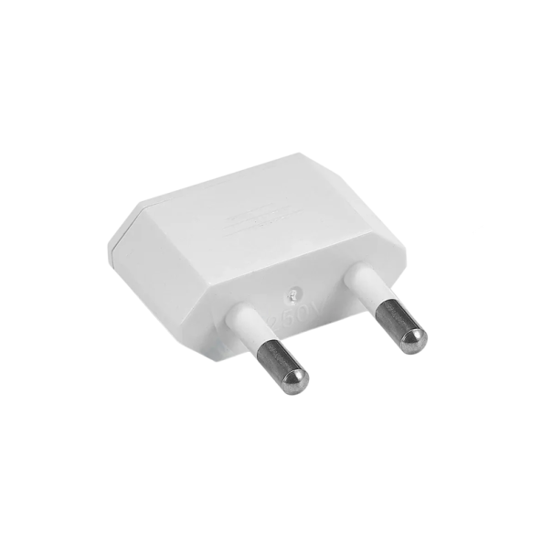Adaptador de viagem EU 6A 125V/250V ficha de 2 pinos tipo C não inflamável tomada AC 18 x 4,0 mm adaptador para tomada EU branco
