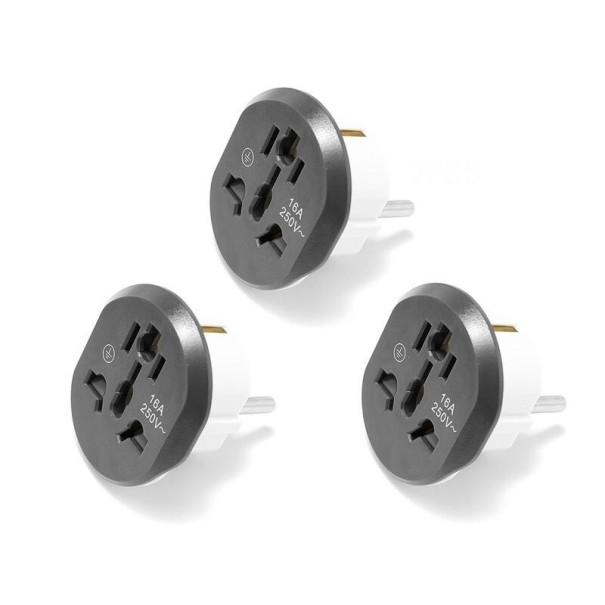 Adaptador de viagem universal 3 pcs preto