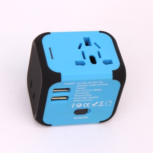 Adaptador de viagem universal K1125 azul