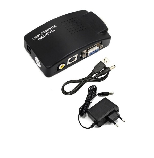 Adaptador de vídeo AV e S-video para VGA para ligar uma fonte de vídeo a um monitor ou projetor Entrada e saída VGA Resolução até 1080p 3