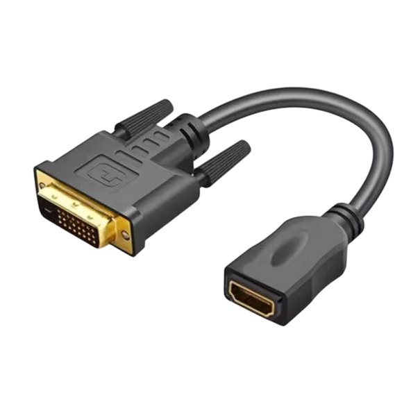 Adaptador DVI 24+1 Macho para HDMI Fêmea Bidirecional 30 cm Conversor de Sinal de Vídeo Full HD 1080p Cabo para Monitor TV Projetor Computador Laptop 1