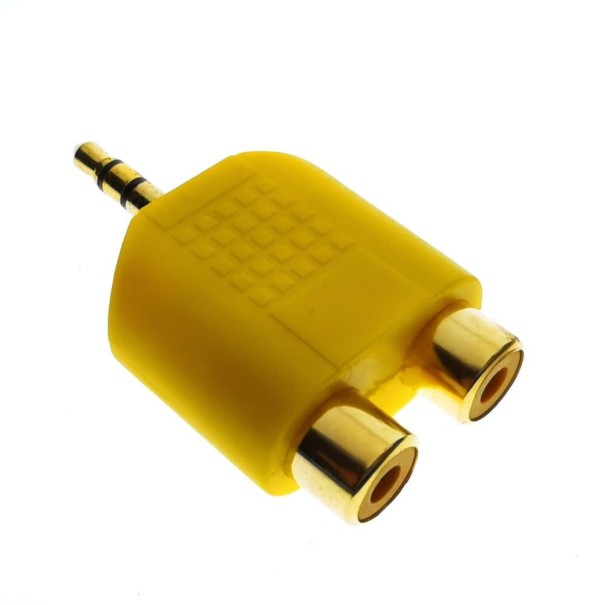 Adaptador jack 3,5mm a 2x RCA M/H amarillo