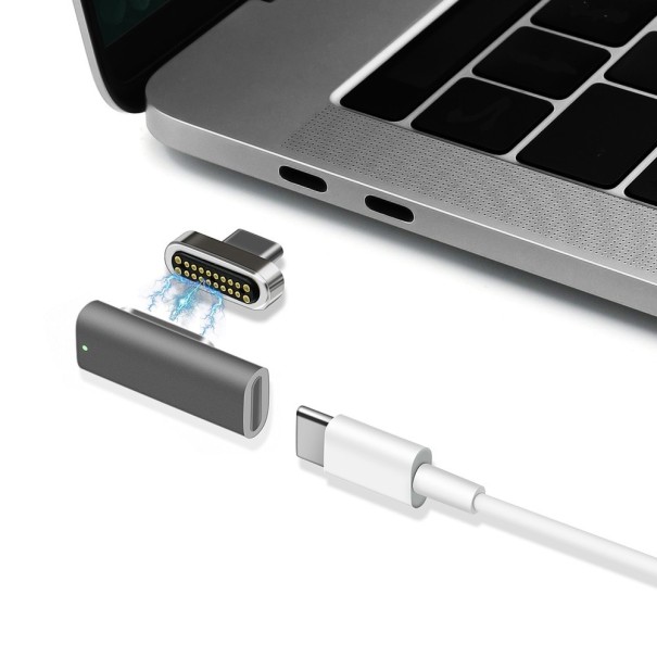 Adaptador magnético para cabo de carregamento USB-C cinzento