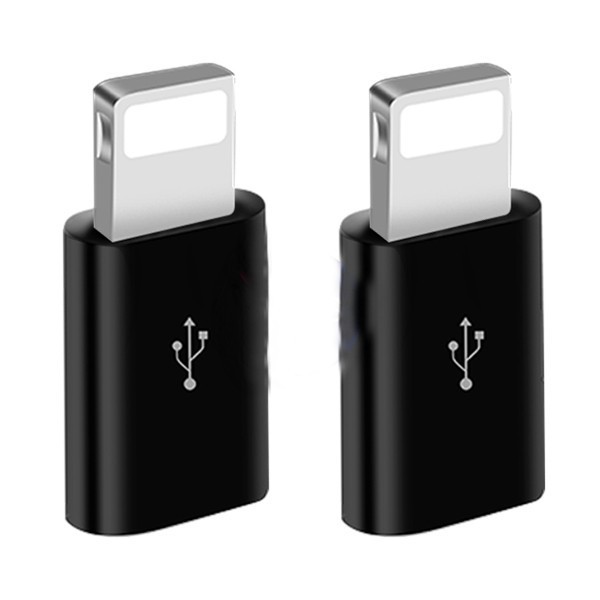 Adaptador para Apple iPhone Lightning para Micro USB 2 unid preto
