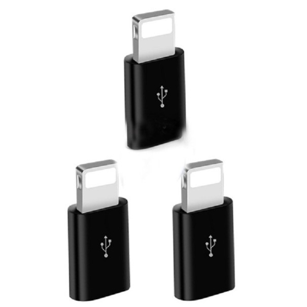 Adaptador para Apple iPhone Lightning para Micro USB 3 unid preto