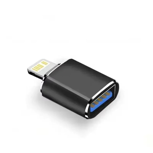 Adaptador USB 3.0 para iPhone e iPad Lightning para USB OTG para iOS 13 e superior preto