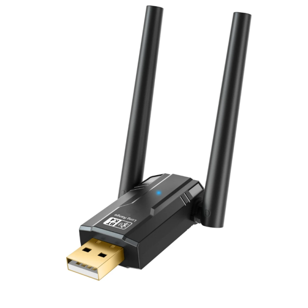 Adaptador USB Bluetooth 5.4 de 150m para PC Modo Duplo BLE/EDR Receptor Transmissor de Som Rato Teclado Win XP/7/8/10/11 Baixo Consumo 7 Dispositivos 1
