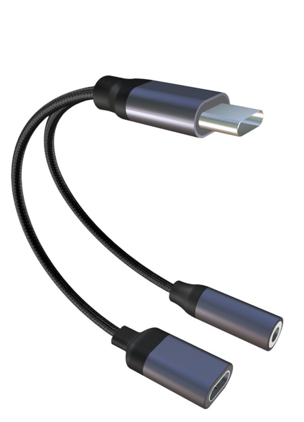 Adaptador USB-C a conector de 3,5 mm/USB-C K74 gris oscuro
