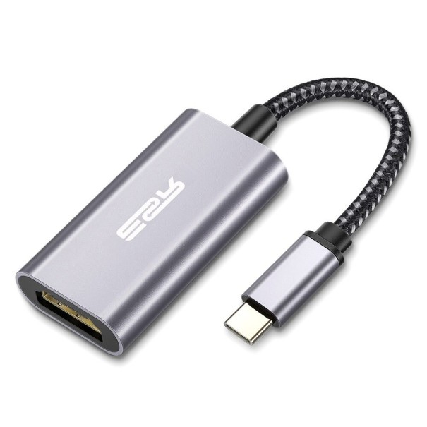 Adaptador USB-C a HDMI Conector USB-C 3.1 macho y HDMI hembra Cable trenzado de 10 cm Carcasa de aluminio Gris Para portátil y monitor 1