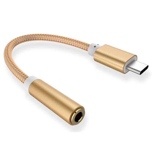 Adaptador USB-C para jack de 3,5mm dourado