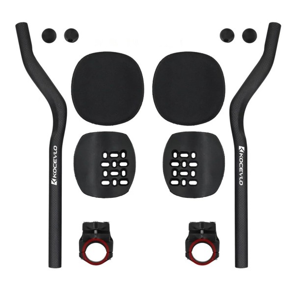 Adaptadores de guiador a 30° set para guiadores redondos pretos com apoios de cotovelo e suportes de acessórios para bicicleta de exercício 1