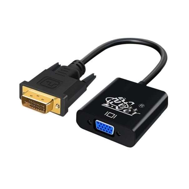 Adaptateur DVI mâle vers VGA femelle avec câble court Pour connecter un moniteur ou un projecteur à une sortie DVI Résolution jusqu'à 1080p Full HD 1
