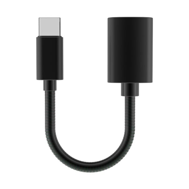 Adaptateur USB-C vers USB 3.0 avec câble flexible court pour téléphone et ordinateur portable Embouts en alliage d'aluminium Revêtement strié noir