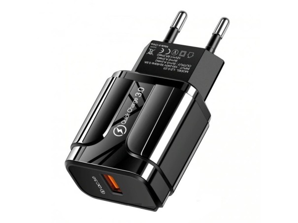 Adaptateur USB secteur Quick Charge noir