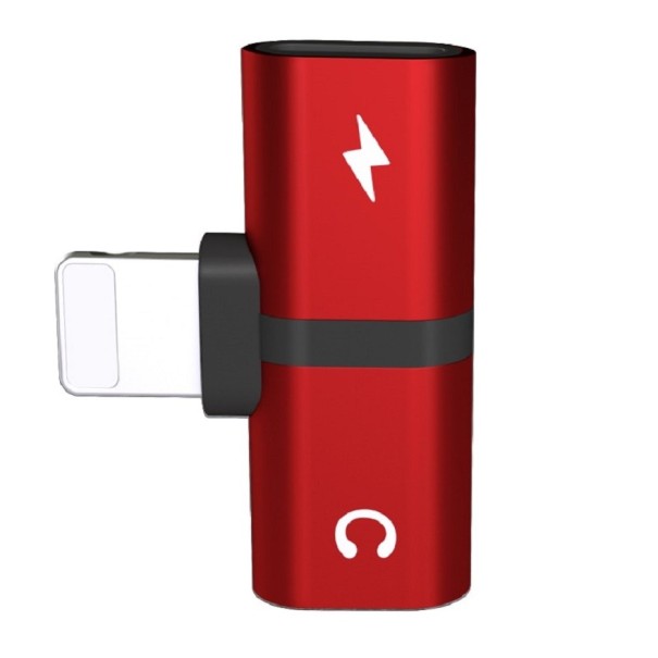 Adapter Apple iPhone lightning 2x lightning piros