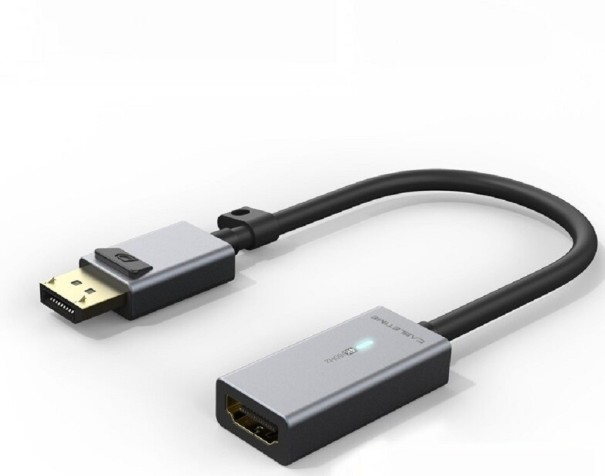 Adapter DisplayPort til HDMI med kort kabel til tilslutning af computer til monitor eller tv Opløsning 4K Grå aluminium stik 1
