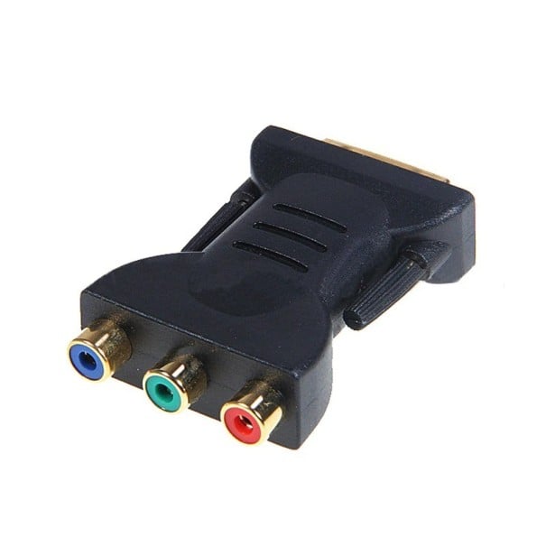 Adapter DVI-I 24+5 Pin Stecker auf 3x RCA Buchse zum Anschluss von RCA-Kabeln an DVI-Ausgang Farblich gekennzeichnete Buchsen Sicherungsschrauben 1