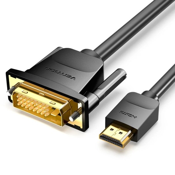Adaptér DVI samec na HDMI samec 3 m Černý Obousměrný Kabel Full HD Stabilní přenos obrazu 1