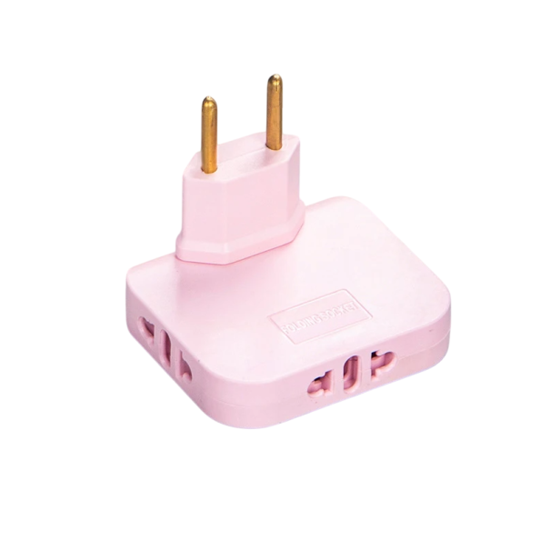 Adapter EU Steckdose 180° drehbar 2500W 110–250V 10A Reiseadapter 3 Eingänge 2-polige Europäische Steckdose rosa