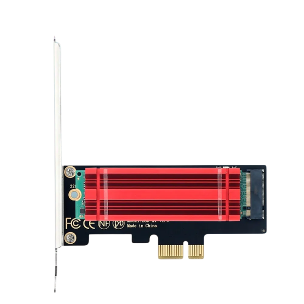 Adapter FENVI M.2 NVME till PCIe 4.0 X1 X4 X8 X16 med aluminiumkylare SSD 12 x 9,4 x 3,5 cm Snabb installation Utvidgning av disk röd