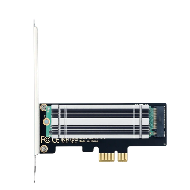 Adapter FENVI M.2 NVME till PCIe 4.0 X1 X4 X8 X16 med aluminiumkylare SSD 12 x 9,4 x 3,5 cm Snabb installation Utvidgning av disk vit