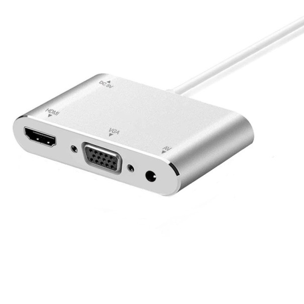 Adapter Lightning til HDMI og VGA med AV udgang 3,5 mm Til tilslutning til tv eller projektor Opløsning op til 1080p Full HD Med USB- og AV-kabel 1