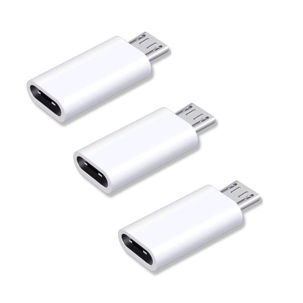 Adapter Micro USB auf USB-C 3 Stück Reduktion zum Laden von Telefonen mit USB-C-Kabel Micro USB Stecker USB-C Buchse Kleine Abmessungen weiß
