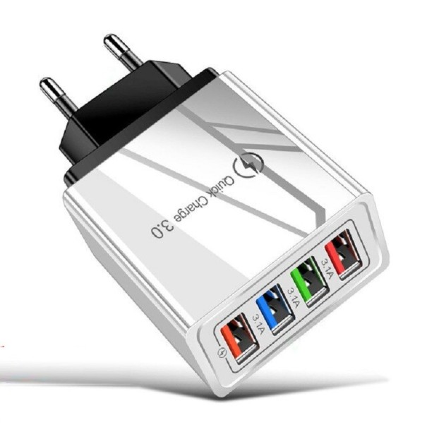Adapter szybkiego ładowania 4 porty USB czarno-biały
