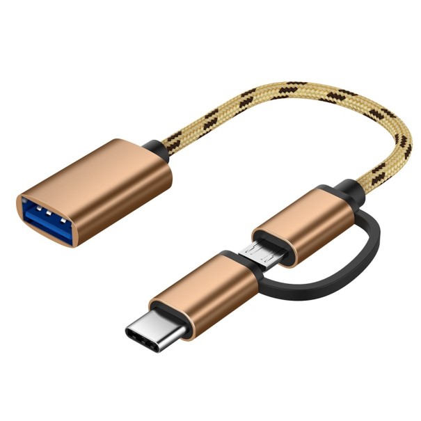 Adapter USB-C / Micro USB na USB 3.0 złoto