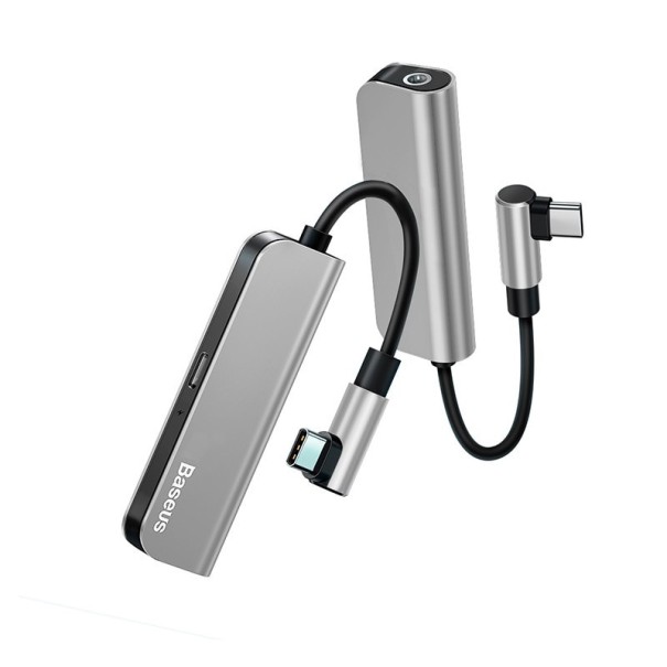 Adapter USB-C til USB-C / 3,5 mm stik K90 sølv