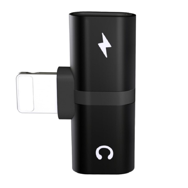 Adapter voor Apple iPhone lightning naar 2x Lightning zwart