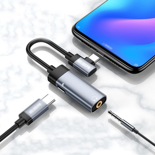 Adapter voor USB-C naar 3,5 mm jack / USB-C K144 grijs 2
