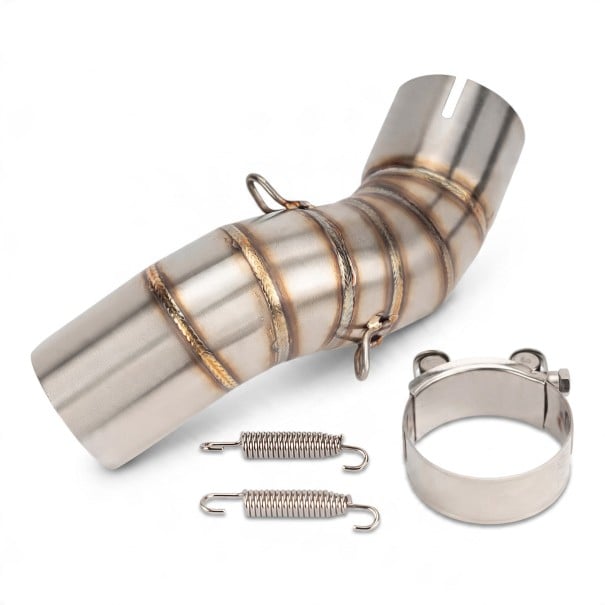 Adapter wydechu do motocykla Kawasaki Z900 2017–2021 Typ A Rura łącząca 51 mm Część środkowa Srebrna Z sprężynami i obejmą 1