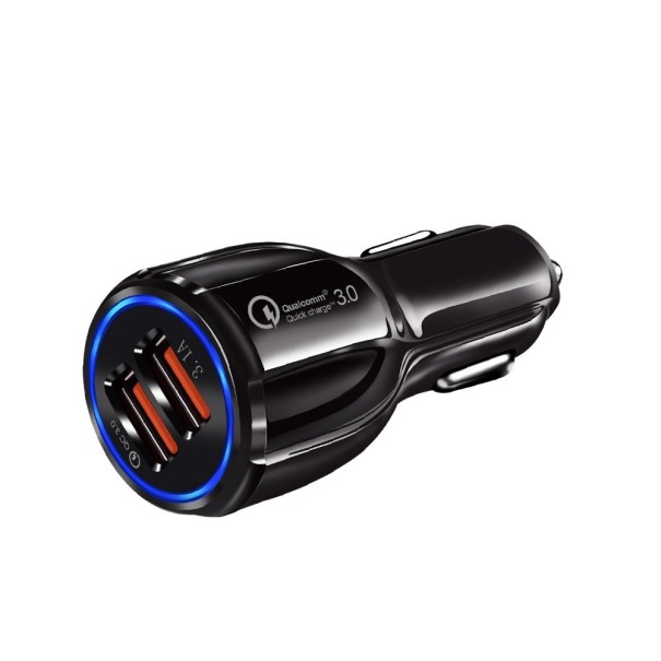 Adaptor auto USB reîncărcabil negru