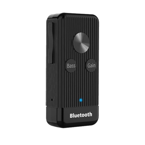Adaptor Bluetooth fără fir pentru căști cu conector jack de 3,5 mm Butoane Bass și Gain Bluetooth 5.0 Baterie 205 mAh Cu clip Negru 1
