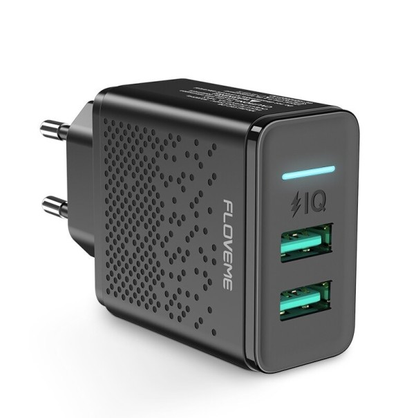 Adaptor de alimentare dual USB negru