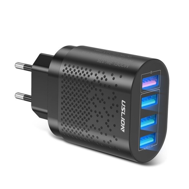 Adaptor de rețea cu 4 porturi de încărcare rapidă negru