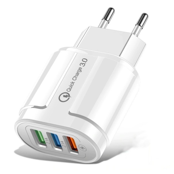 Adaptor de rețea USB Quick Charge 3 porturi alb