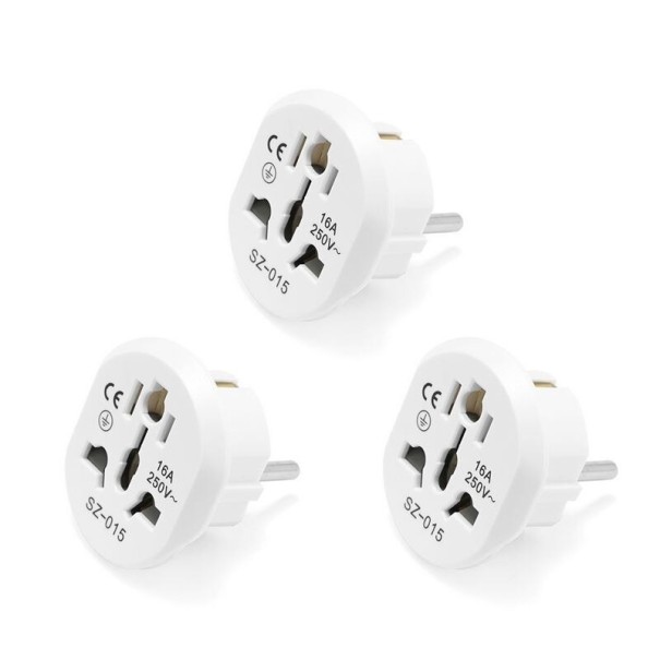 Adaptor universal de călătorie 3 buc alb