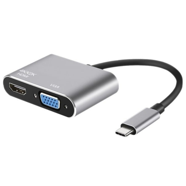 Adaptor USB-C la HDMI și VGA pentru conectarea unui monitor sau proiector Rezoluție HDMI de până la 4K și VGA de până la 1080p Carcasă din aluminiu 1