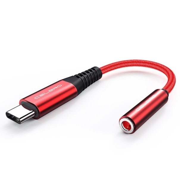 Adaptor USB-C la mufa K18 de 3,5 mm roșu