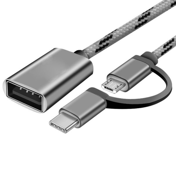 Adaptor USB-C / Micro USB la USB gri inchis