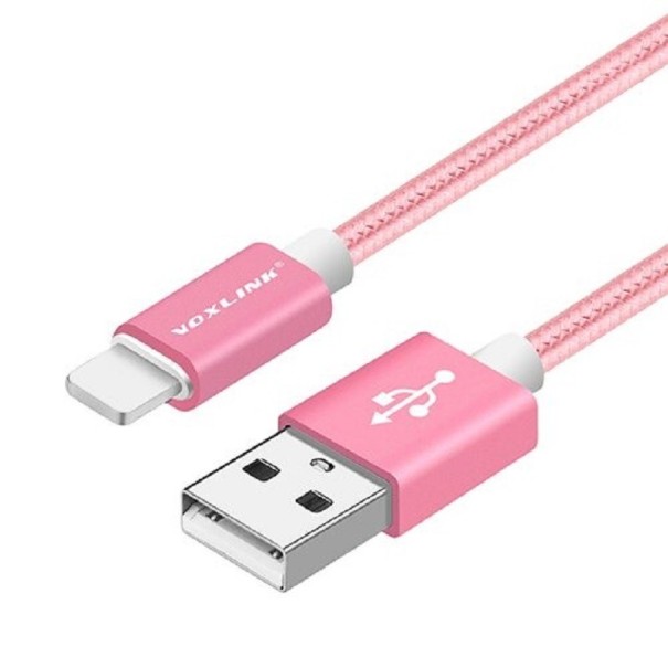 Adatkábel Apple Lightning-hoz 10 db USB-hez világos rózsaszín 2 m