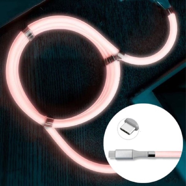 Adatokkal megvilágított USB - Micro USB / USB-C kábel mágnesekkel rózsaszín 2