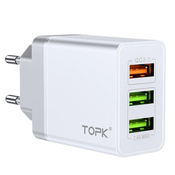 Adattatore da rete 3 porte USB Quick Charge K699 bianco